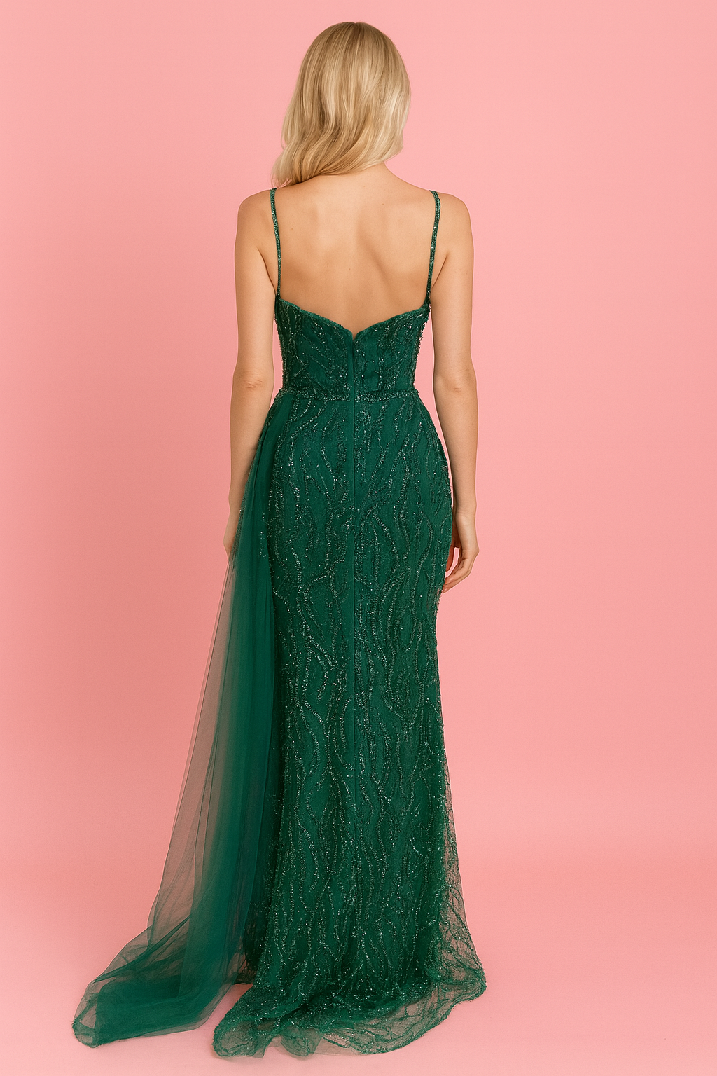 Askılı Işıltılı Balık Derin V Yaka Abiye