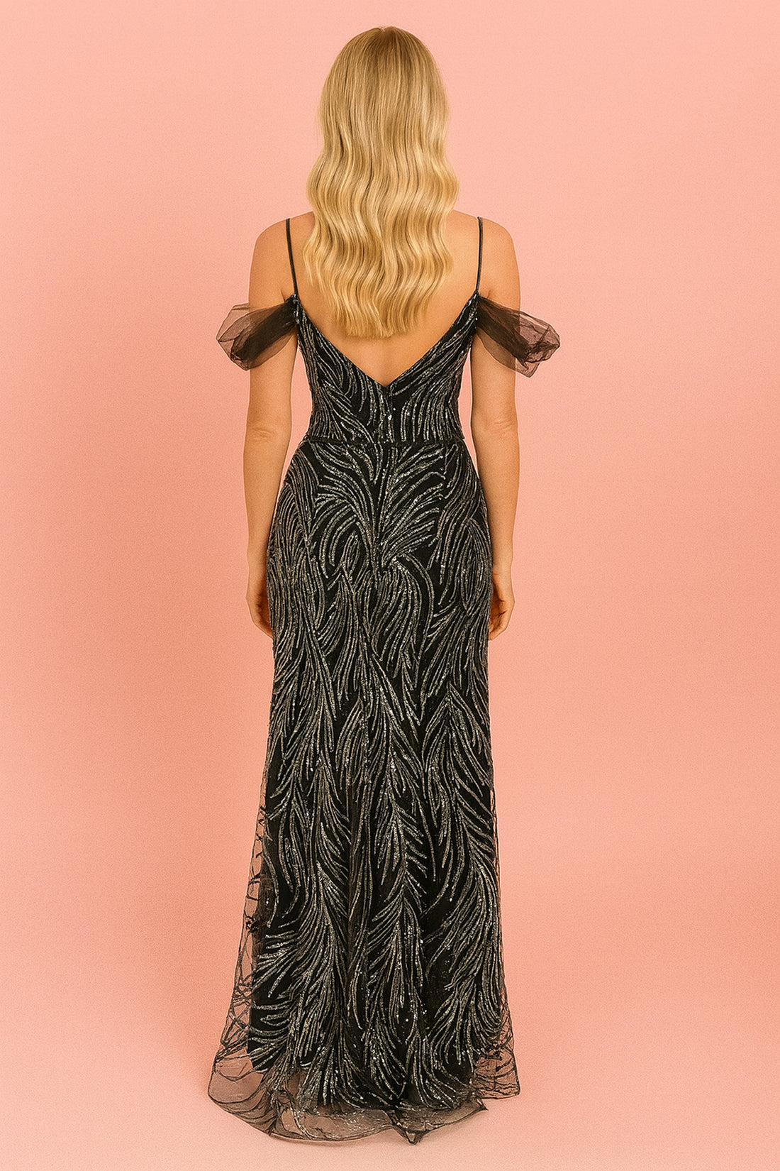 Işıltılı Tül Omuzlu Zarif Balık Abiye