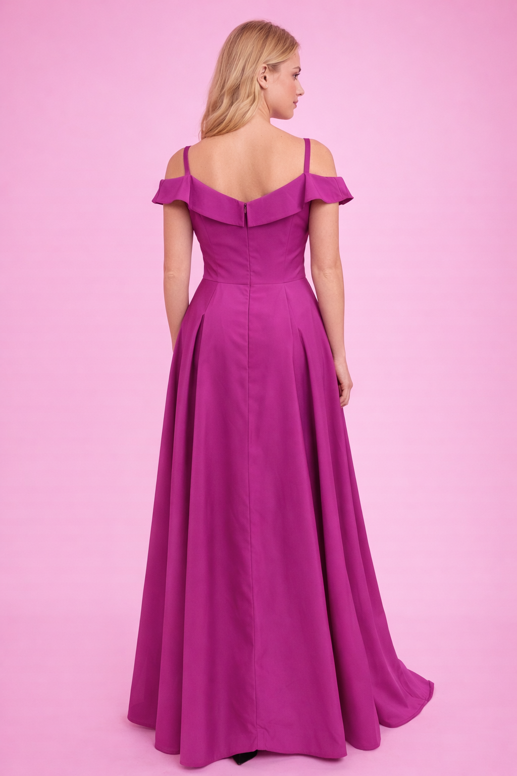 Gül Detaylı Askılı Tafta Uzun Abiye