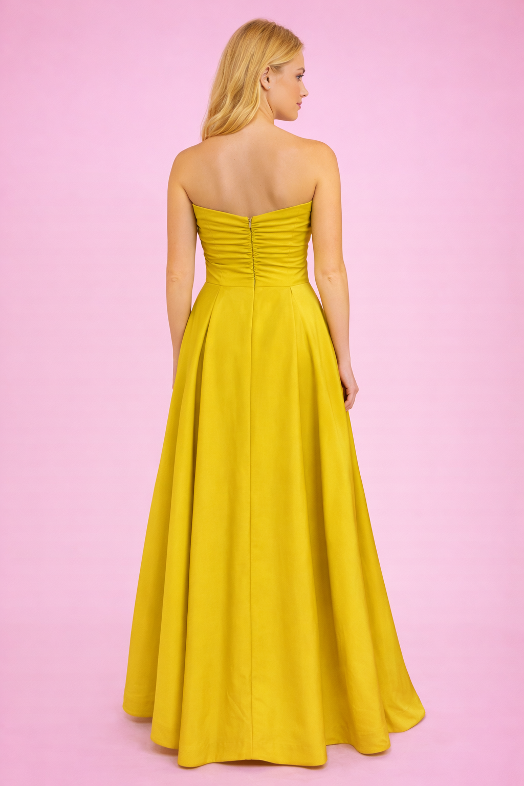 Straplez Drapeli  Tafta Abiye