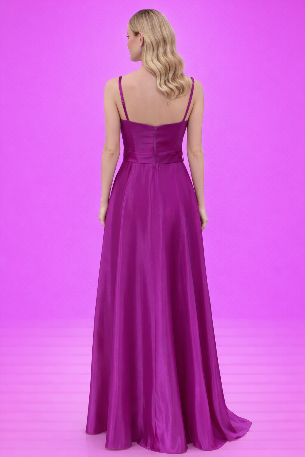 Saten Kuşaklı Askılı Abiye