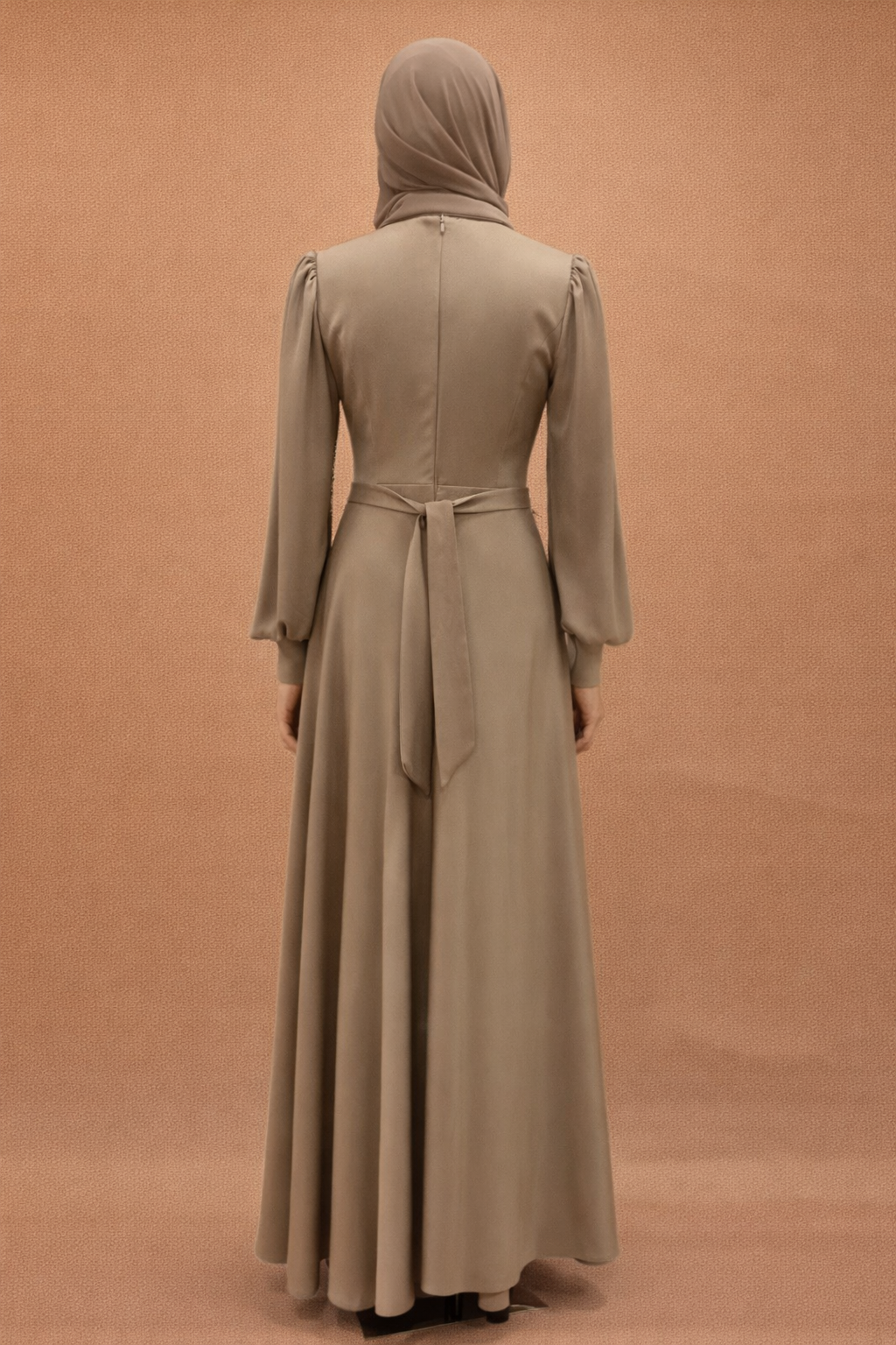 Vizon Taş İşlemeli Drapeli Tesettür Abiye