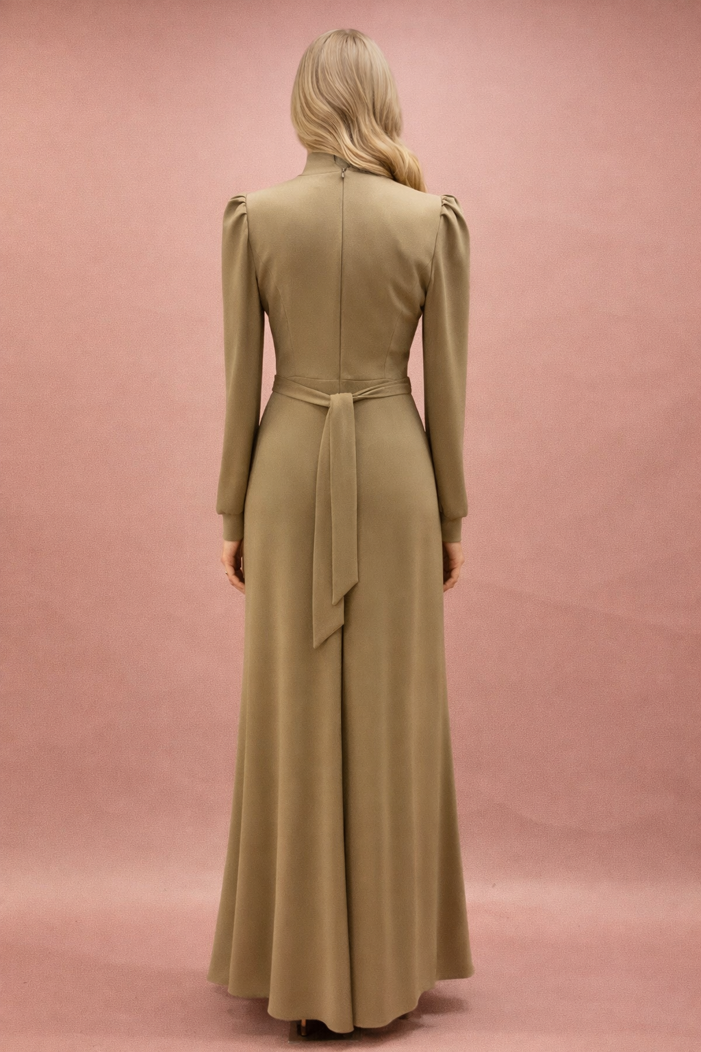 Drapeli Taş Kemerli Tesettür Abiye