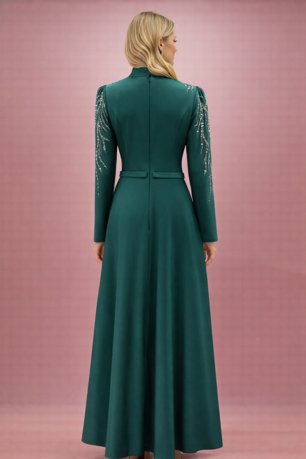 Nakış Detaylı Drapeli Tesettür Abiye