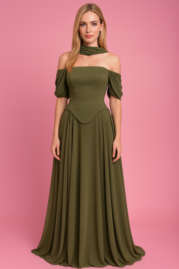 Altı Şifon Üstü Saten Bistüriyerli Abiye