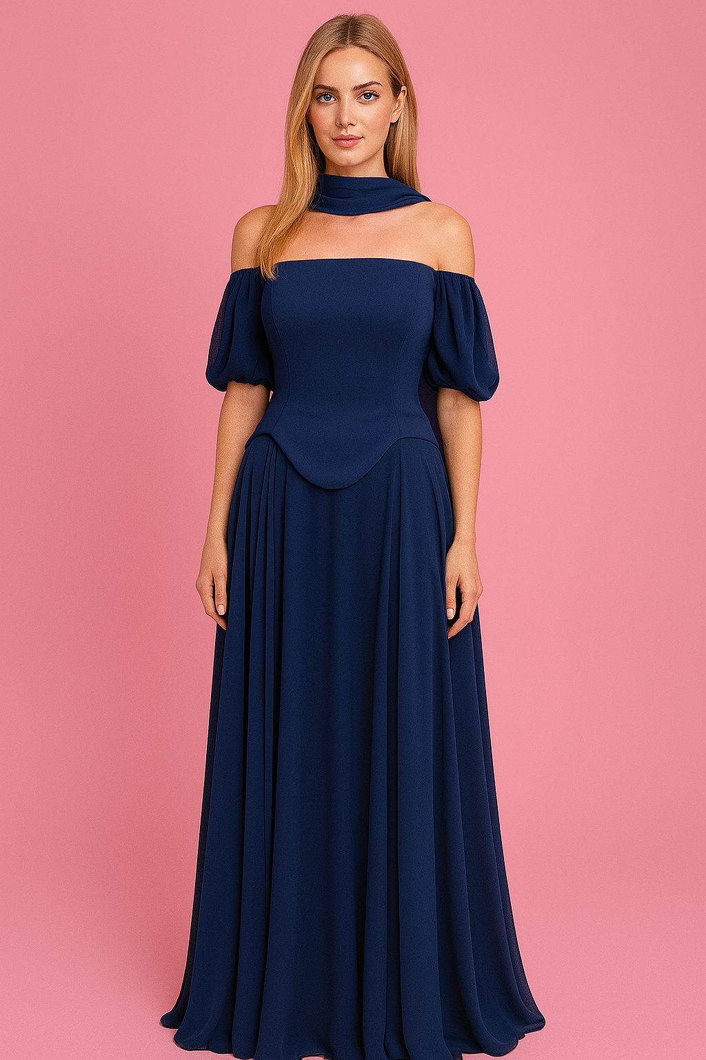 ALTI ŞİFON ÜSTÜ SATEN BİSTÜYERLİ ABİYE