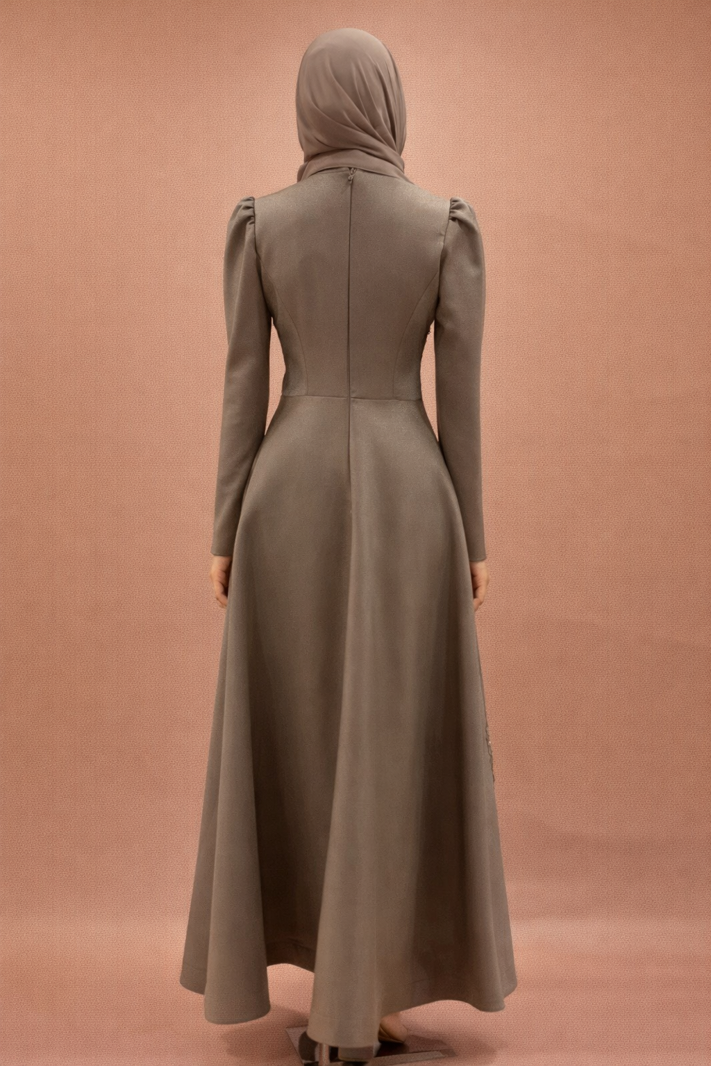 Asimetrik Taş İşlemeli Tesettür Abiye