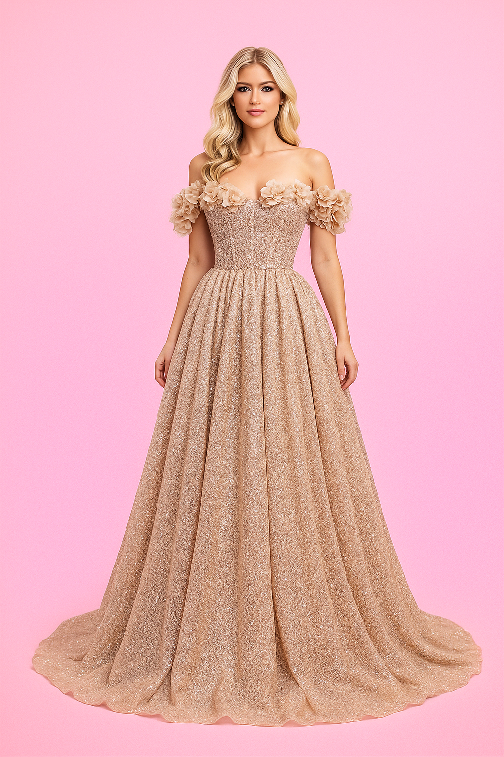 Işıltılı Çiçek Kollu Prenses Tasarım