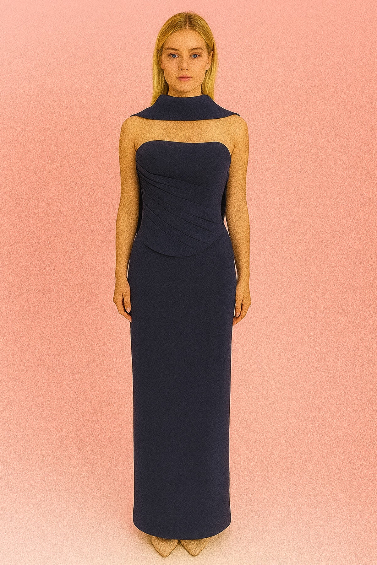 Drapeli Şerit Yaka Tasarım